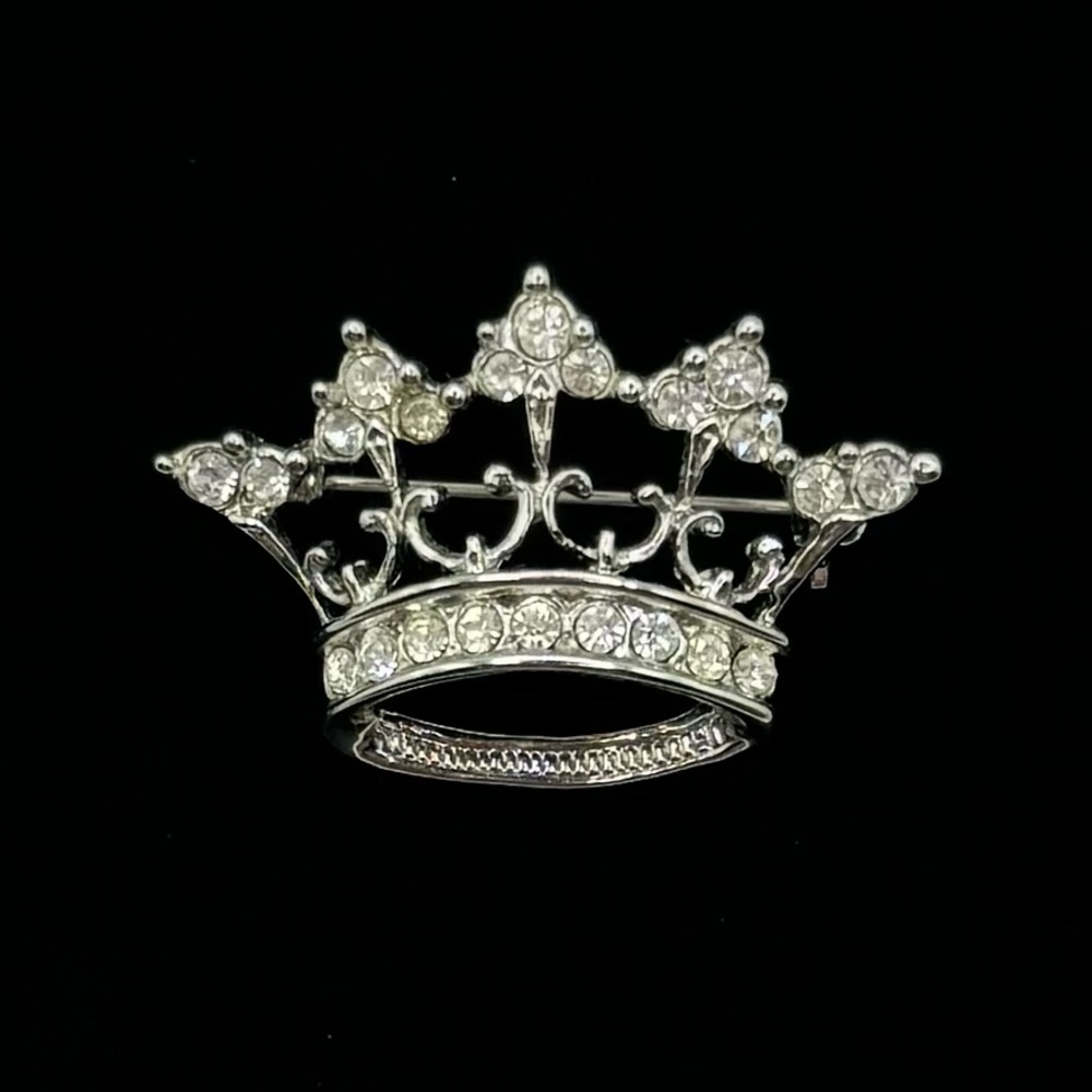 VINTAGE Crystal Crown Brooch